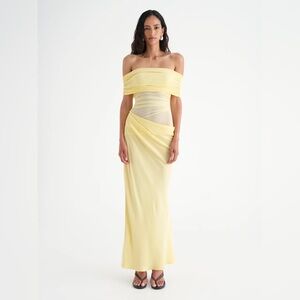 BENNI
Nico Off Shoulder Maxi Dress 
BEN209 / Butter / Australian 6 (US 2)